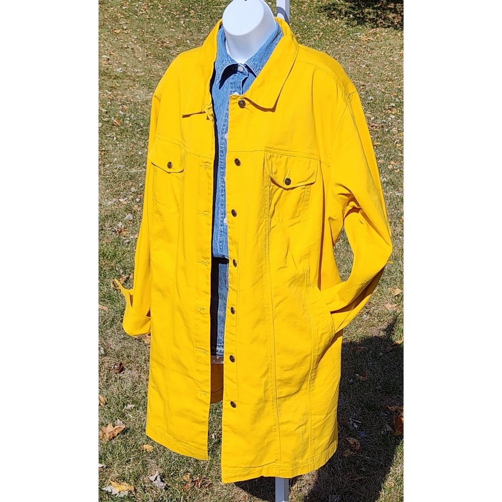 SOLD Jessica London Plus-Size Yellow 3/4 Quarter Length Denim Jean Jacket - 26W - Picture 3 of 8